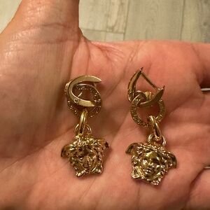 Versace Gold Medusa Charm Earrings
